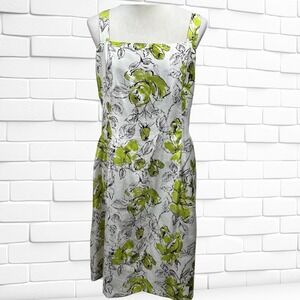 Jessica Howard Womens 18W Floral Sheath Dress Lime Green White Square Neck